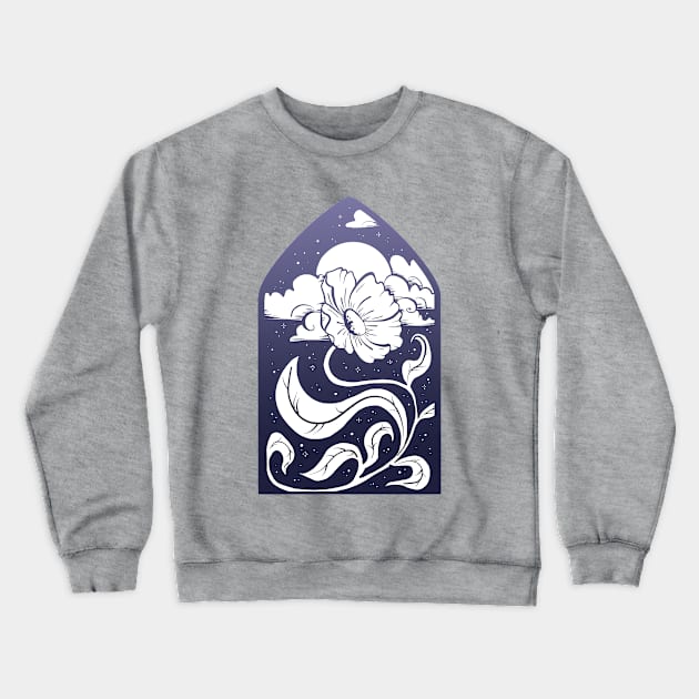 I bloom at night - blue gradient Crewneck Sweatshirt by Ellen Wilberg